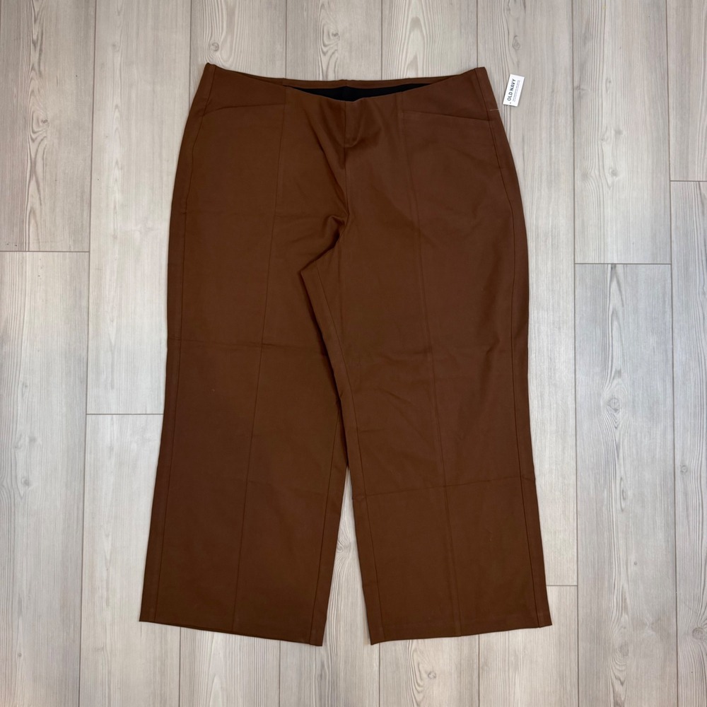 Old Navy High-Rise Pixie Wide-Leg Pull-On Pants Espresso Bark Brown 3X NWT